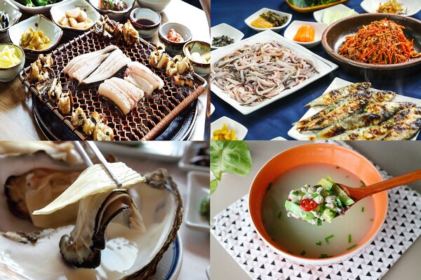 ▲광양 4대 수산물인 장어, 전어, 벚굴, 재첩 ⓒ광양시