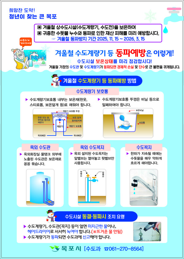 ▲동파 예방 홍보물 ⓒ목포시